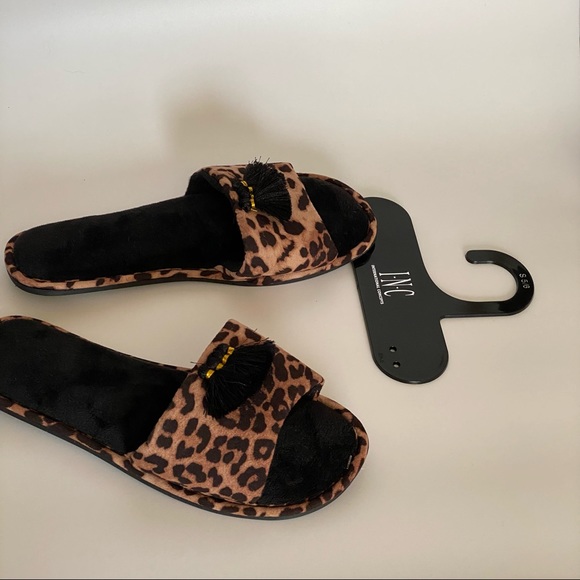 INC International Concepts Women’s Leopard Open Toe Slippers - Picture 3 of 7